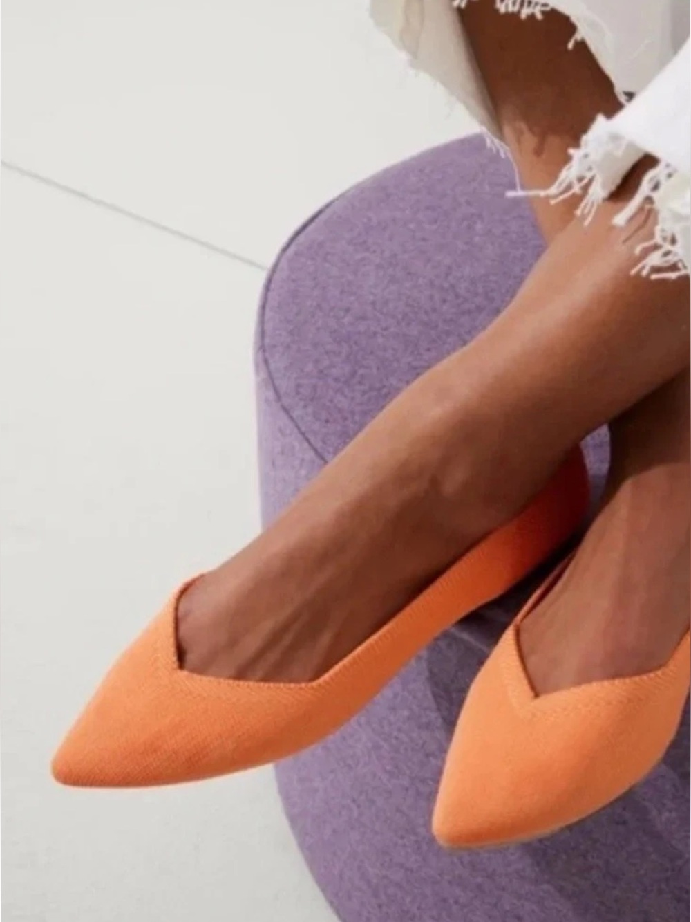 Rothy's Women's The Point Tangerine Orange Pointy Toe Mesh Flat  Sz 8